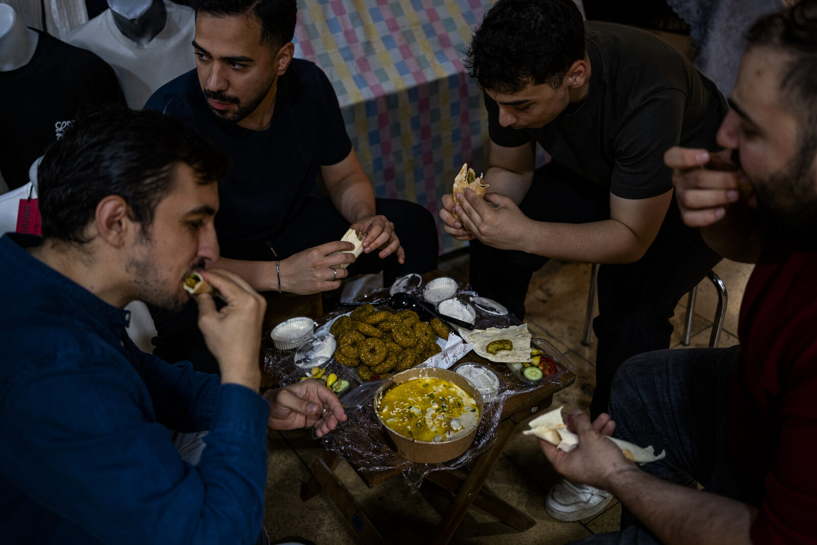 People sharing a meal at a table