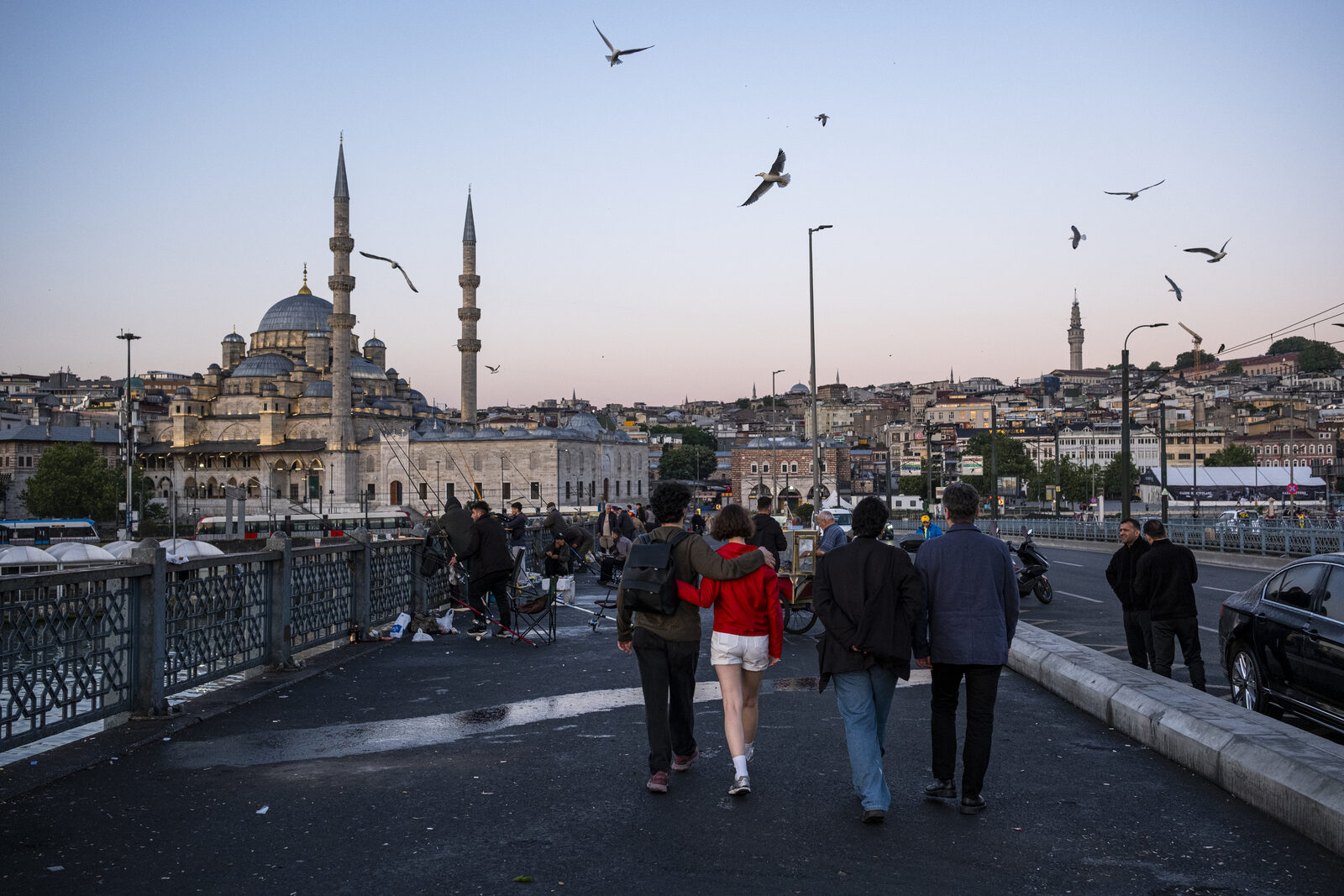 Dawn on the Galata Bridge with the New Mosque behind