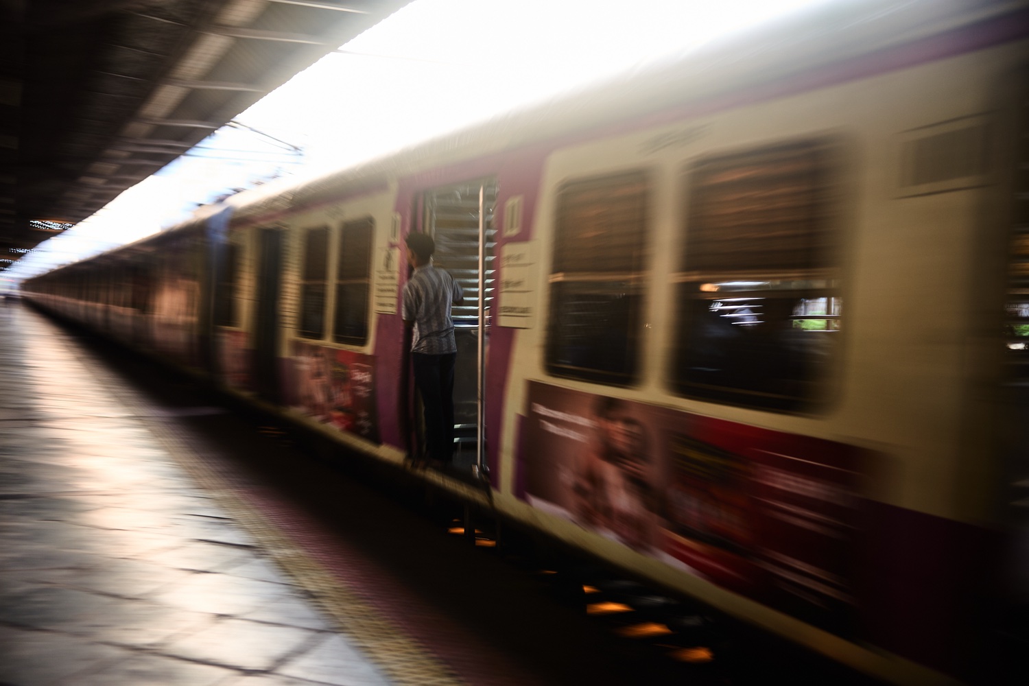 Mumbai local train in motion